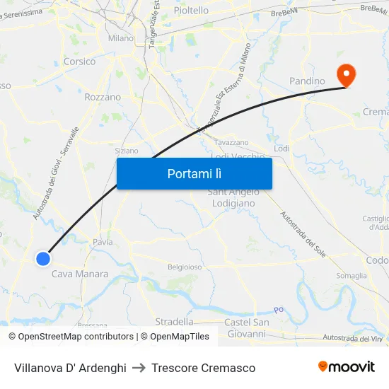 Villanova D' Ardenghi to Trescore Cremasco map