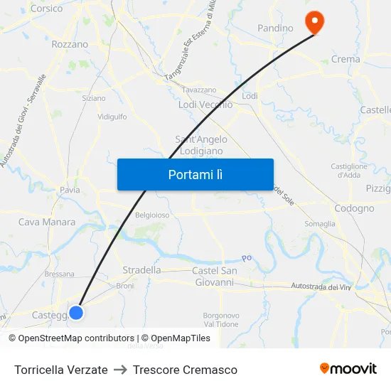 Torricella Verzate to Trescore Cremasco map