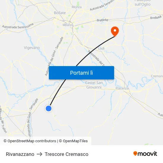 Rivanazzano to Trescore Cremasco map