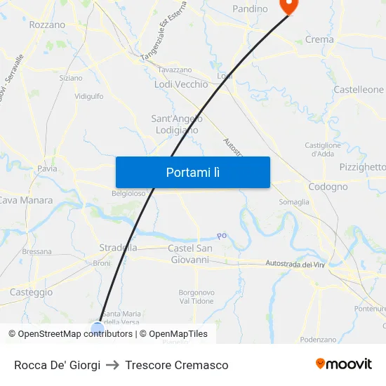 Rocca De' Giorgi to Trescore Cremasco map