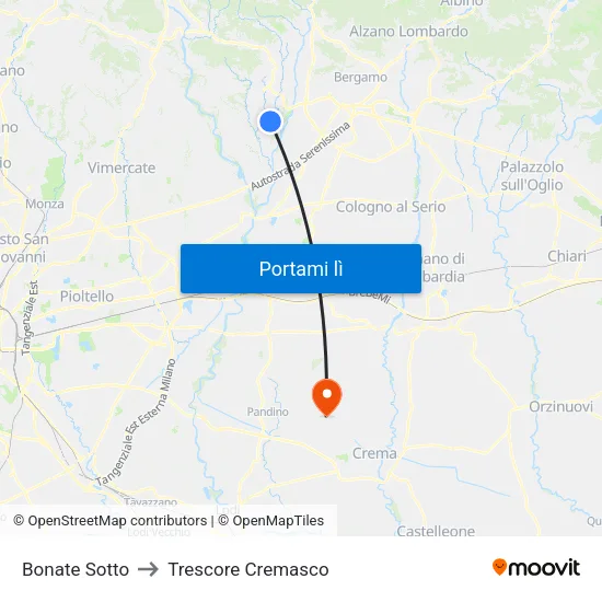 Bonate Sotto to Trescore Cremasco map