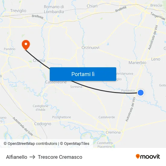 Alfianello to Trescore Cremasco map