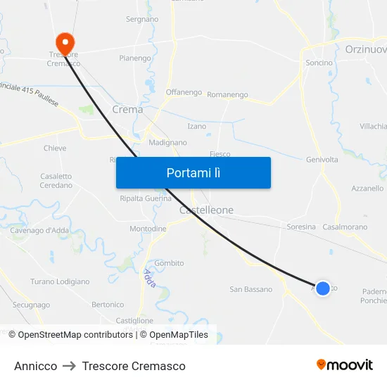 Annicco to Trescore Cremasco map