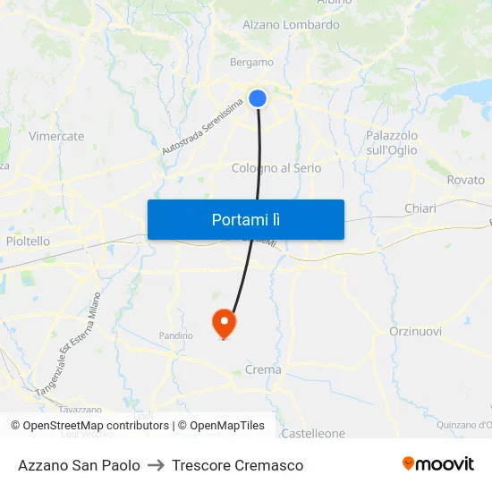 Azzano San Paolo to Trescore Cremasco map
