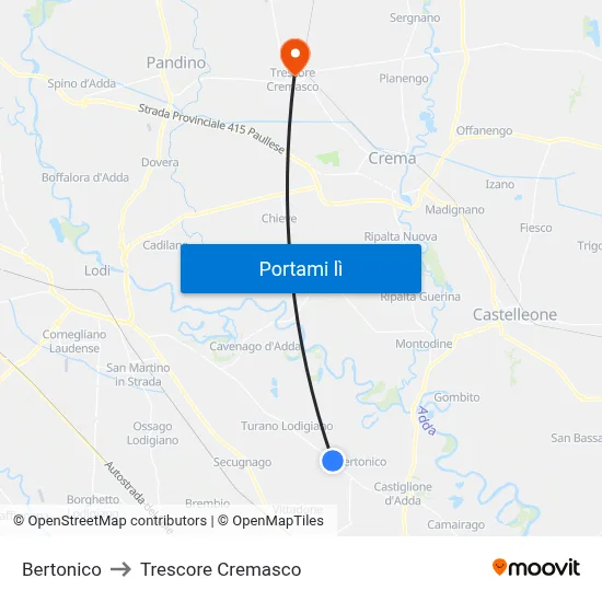 Bertonico to Trescore Cremasco map