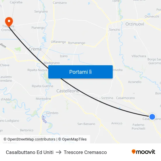 Casalbuttano Ed Uniti to Trescore Cremasco map