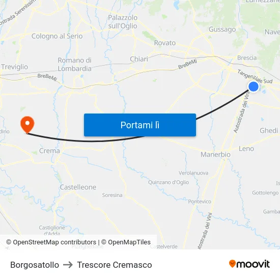 Borgosatollo to Trescore Cremasco map