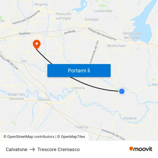 Calvatone to Trescore Cremasco map