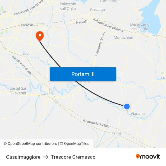 Casalmaggiore to Trescore Cremasco map