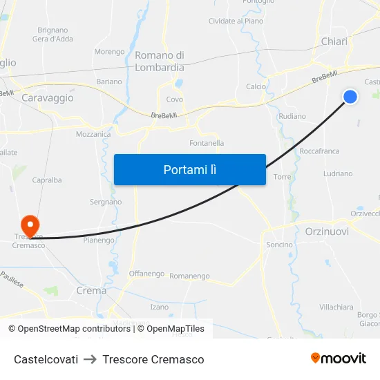 Castelcovati to Trescore Cremasco map