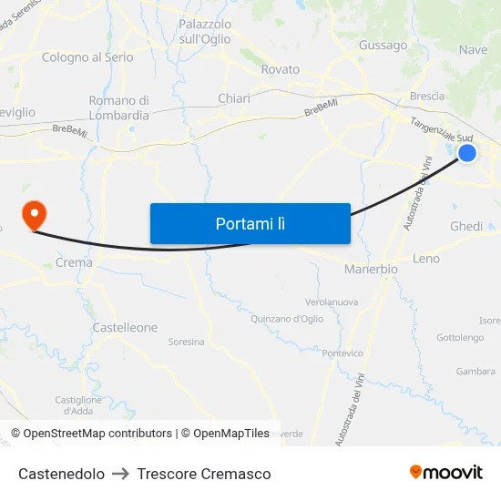 Castenedolo to Trescore Cremasco map