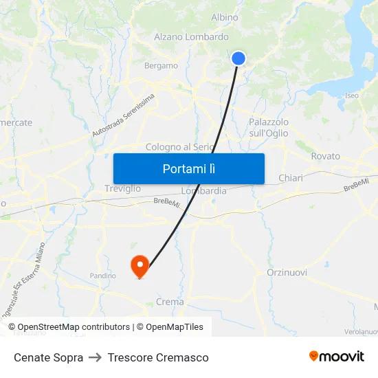 Cenate Sopra to Trescore Cremasco map