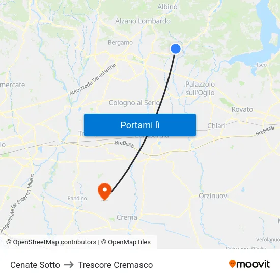 Cenate Sotto to Trescore Cremasco map