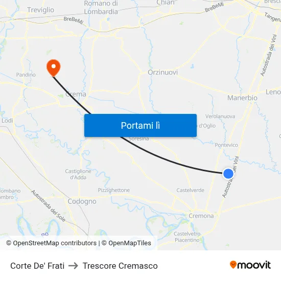 Corte De' Frati to Trescore Cremasco map