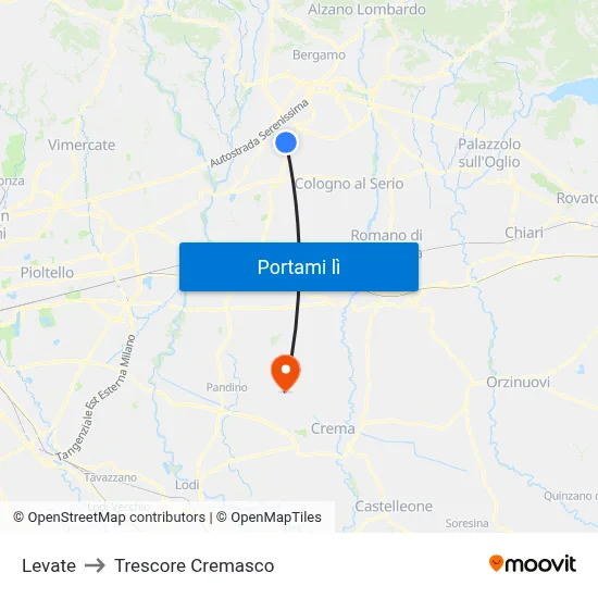 Levate to Trescore Cremasco map