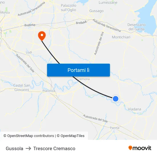 Gussola to Trescore Cremasco map