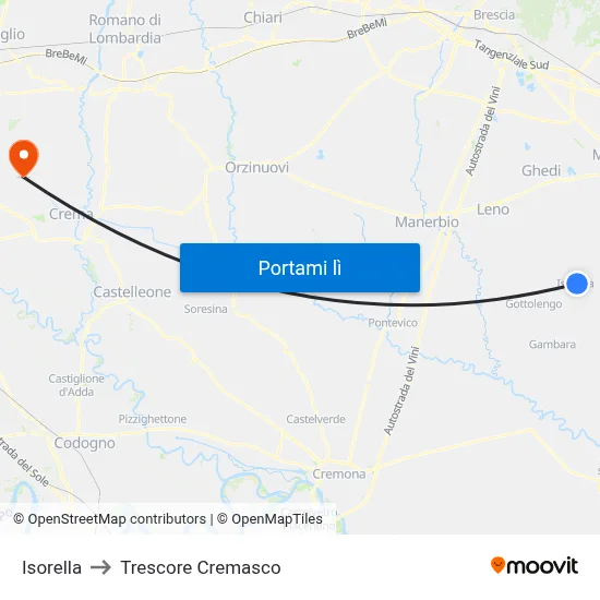 Isorella to Trescore Cremasco map