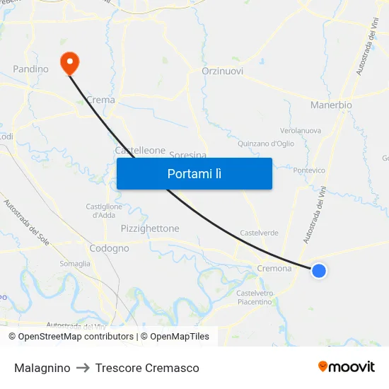 Malagnino to Trescore Cremasco map