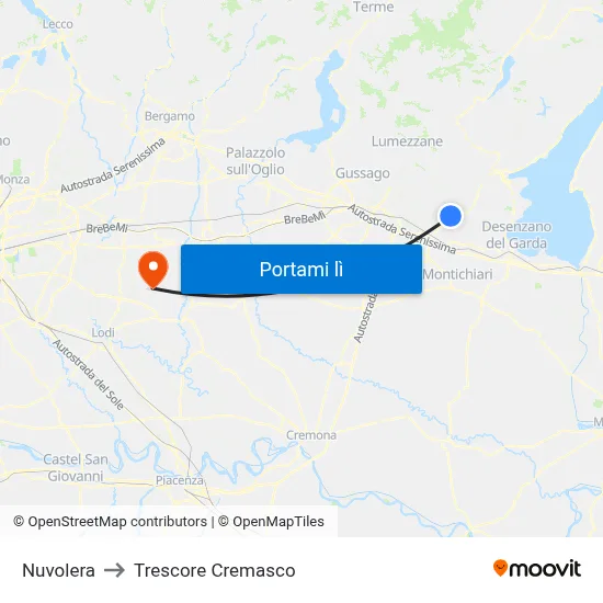 Nuvolera to Trescore Cremasco map