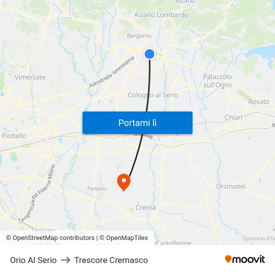 Orio Al Serio to Trescore Cremasco map