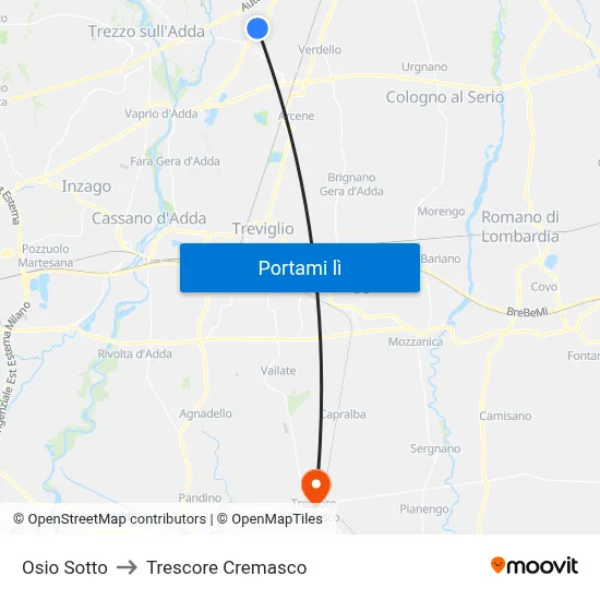 Osio Sotto to Trescore Cremasco map
