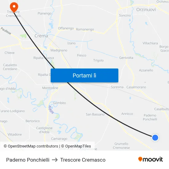 Paderno Ponchielli to Trescore Cremasco map
