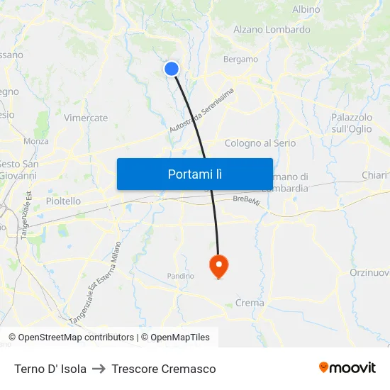 Terno D' Isola to Trescore Cremasco map