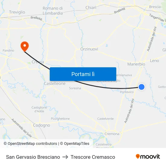 San Gervasio Bresciano to Trescore Cremasco map