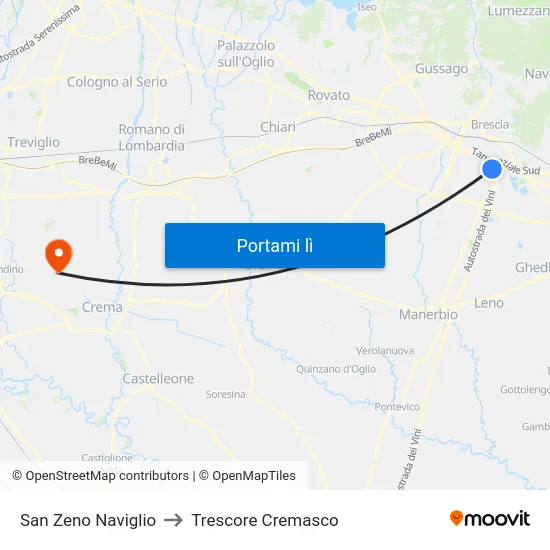 San Zeno Naviglio to Trescore Cremasco map