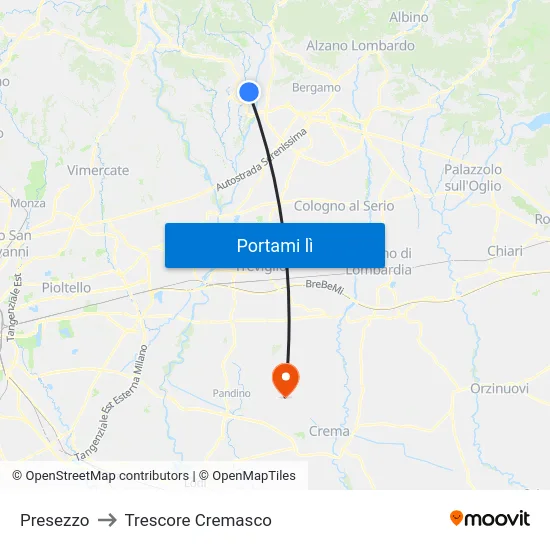 Presezzo to Trescore Cremasco map