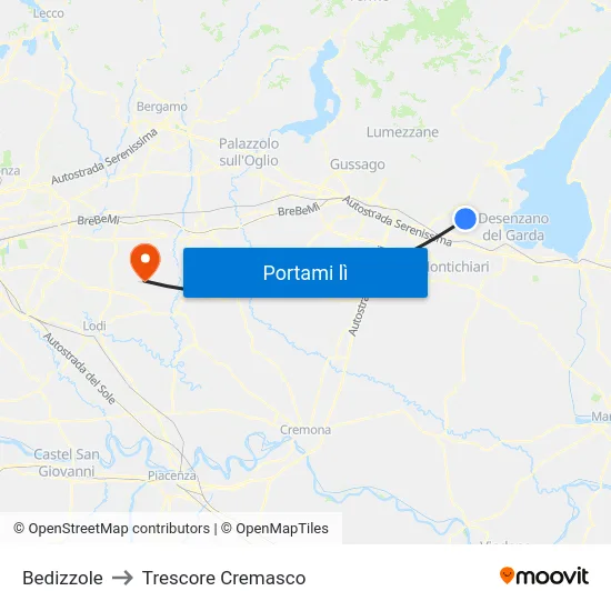 Bedizzole to Trescore Cremasco map