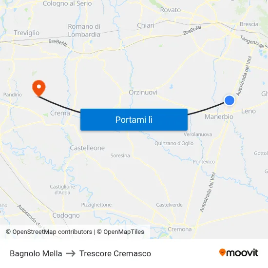 Bagnolo Mella to Trescore Cremasco map