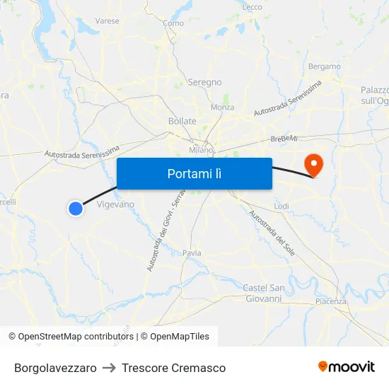 Borgolavezzaro to Trescore Cremasco map
