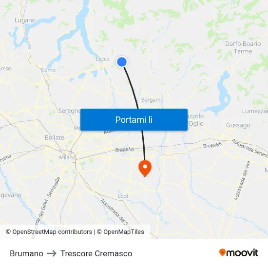 Brumano to Trescore Cremasco map