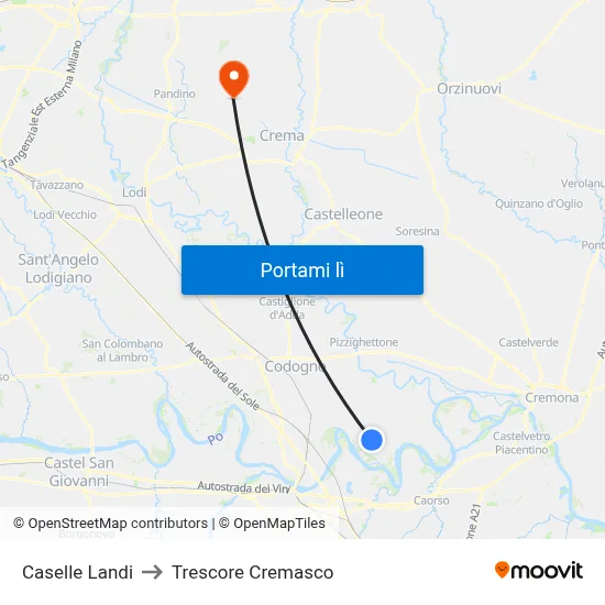 Caselle Landi to Trescore Cremasco map
