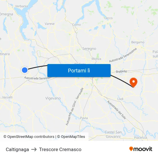 Caltignaga to Trescore Cremasco map