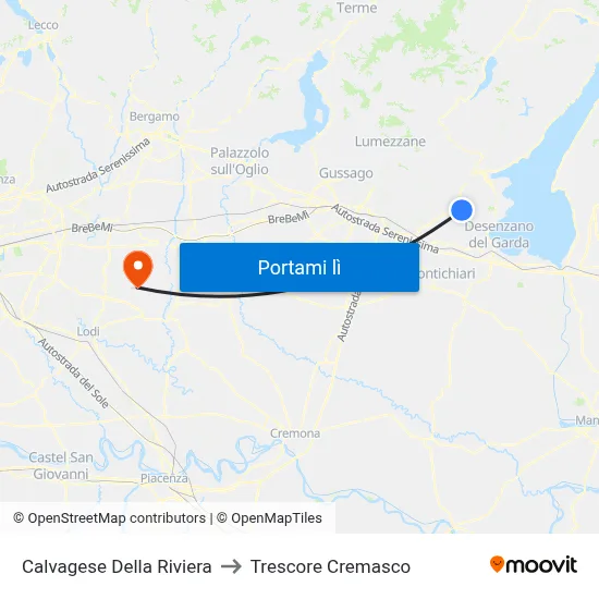 Calvagese Della Riviera to Trescore Cremasco map