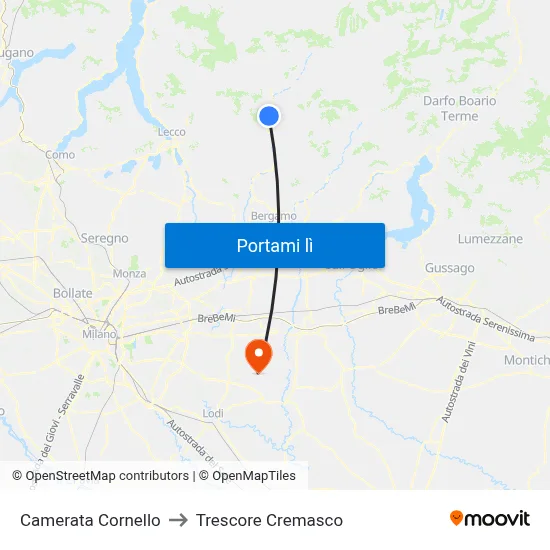 Camerata Cornello to Trescore Cremasco map