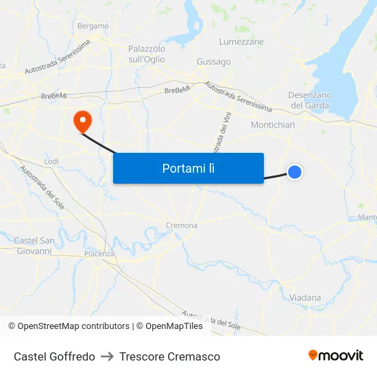 Castel Goffredo to Trescore Cremasco map
