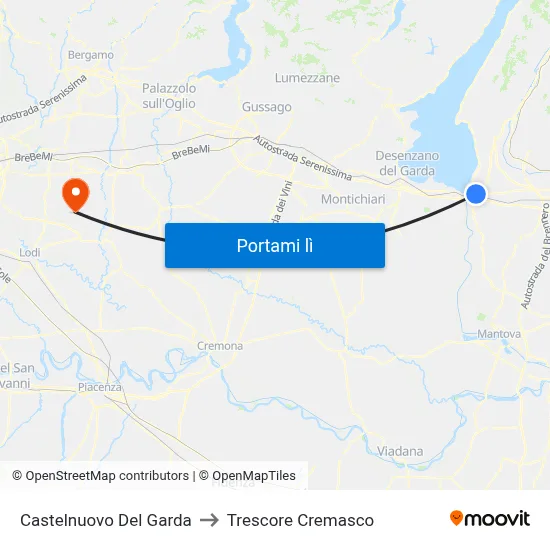 Castelnuovo Del Garda to Trescore Cremasco map
