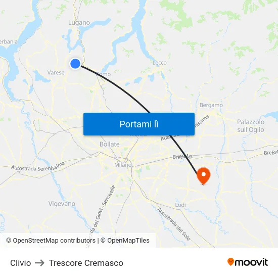 Clivio to Trescore Cremasco map