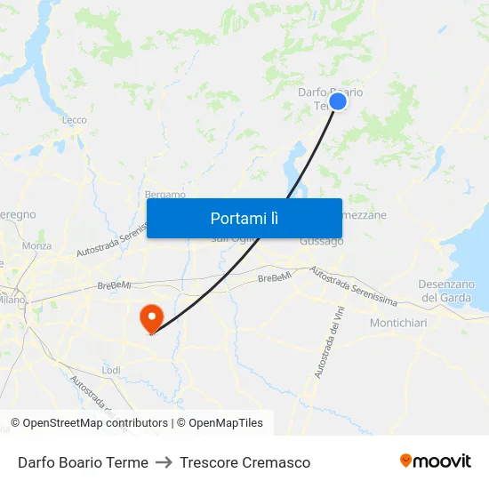 Darfo Boario Terme to Trescore Cremasco map