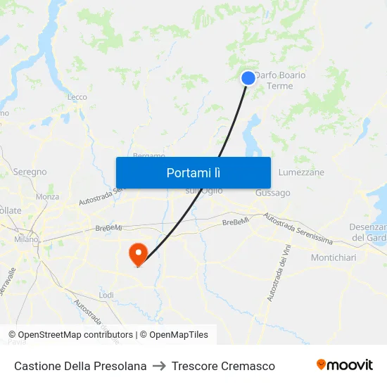 Castione Della Presolana to Trescore Cremasco map