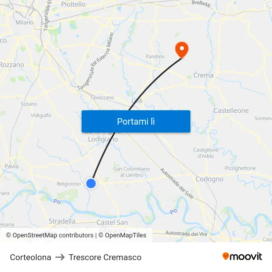 Corteolona to Trescore Cremasco map