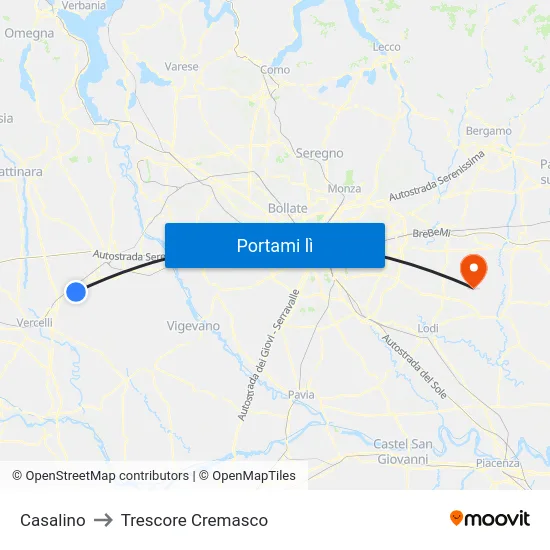 Casalino to Trescore Cremasco map
