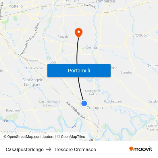 Casalpusterlengo to Trescore Cremasco map