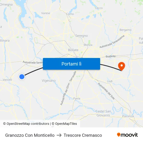 Granozzo Con Monticello to Trescore Cremasco map