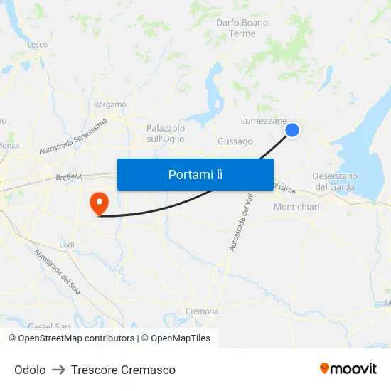 Odolo to Trescore Cremasco map