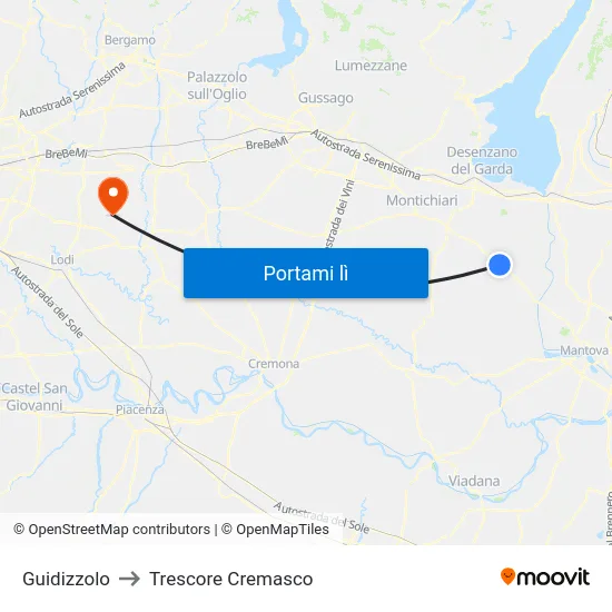 Guidizzolo to Trescore Cremasco map