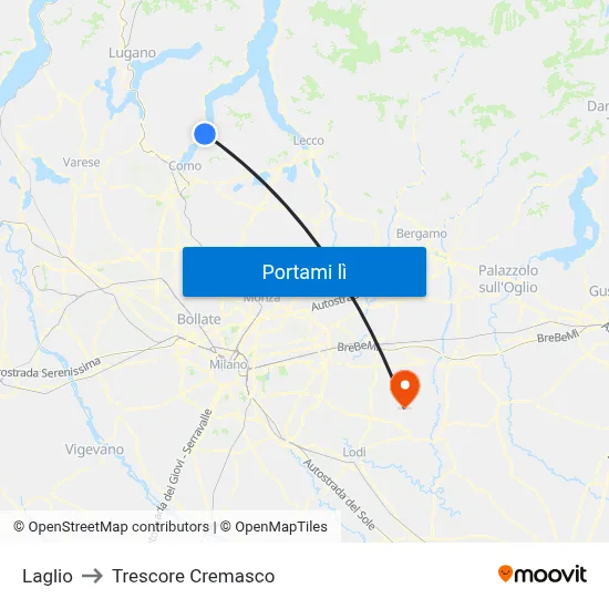 Laglio to Trescore Cremasco map